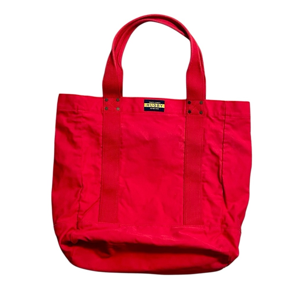 Ralph Lauren Rugby Tote Red Large Canvas Bag Beach Embroidered 90s Y2K Rare - Picture 1 of 12